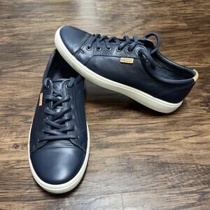 ECCO Soft 7 Mens Navy Blue Leather Casual Sneakers Shoes Size 9 Great Condition